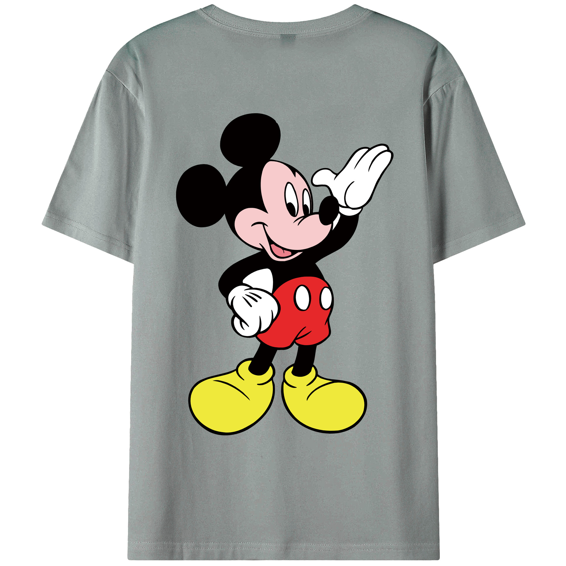 ミッキーマウス Mickey Mouse 綿100％ メンズ半袖Tシャツ（バックプリント） 通気性